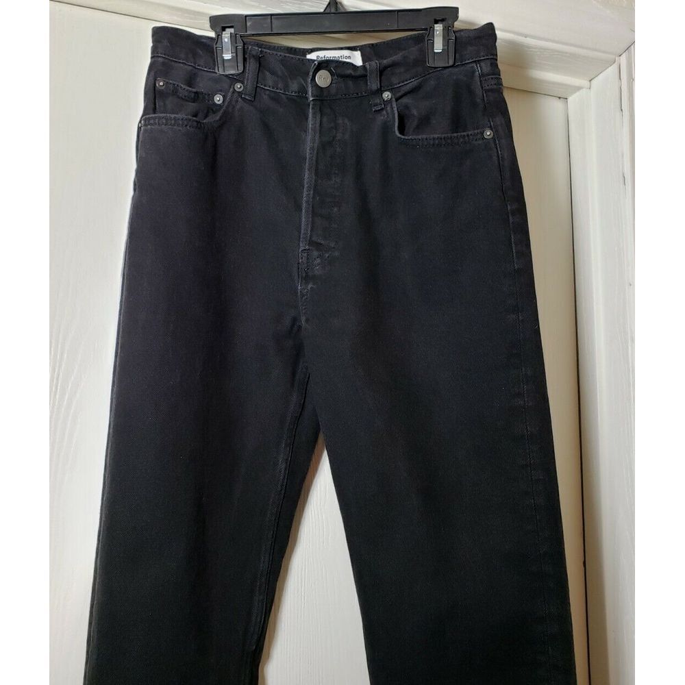 Reformation Jeans Button Fly Cropped‎ Size 27 Seattle Wash Black Raw Hem